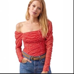 Anthropologie Maeve Tulle Blouse in wine  red